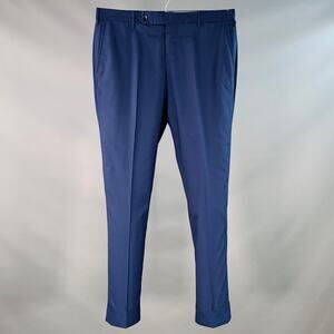 HADLEIGH'S Size 34 Navy Wool Silk Flat Front Dress Pants